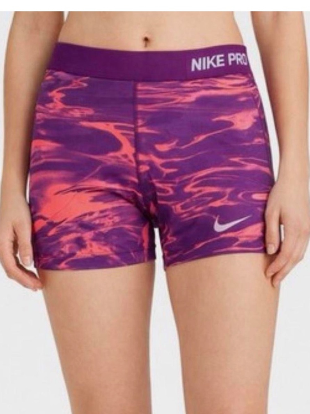 Nike Women's Purple & Pink Printed Compression Shorts